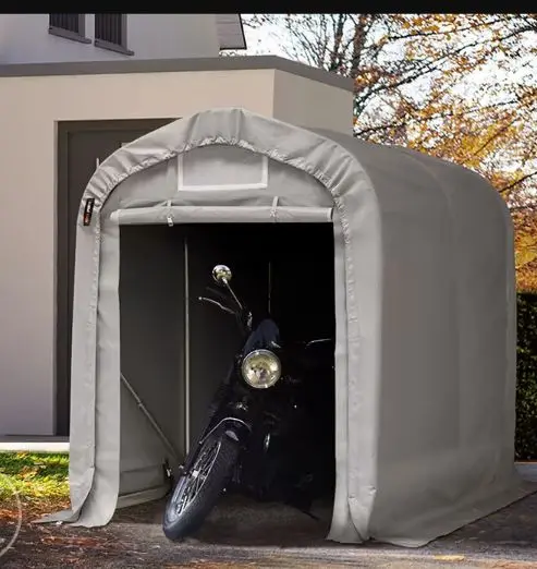 1.6X2.4M Motorcycle Storage Shed – Gray Pvc Canopy Tent Garage 1