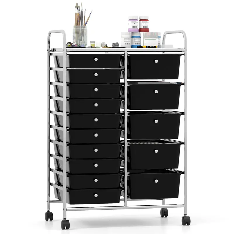 15-Drawer Rolling Storage Cart – Chrome-Finished Mobile Organizer Trolley 1