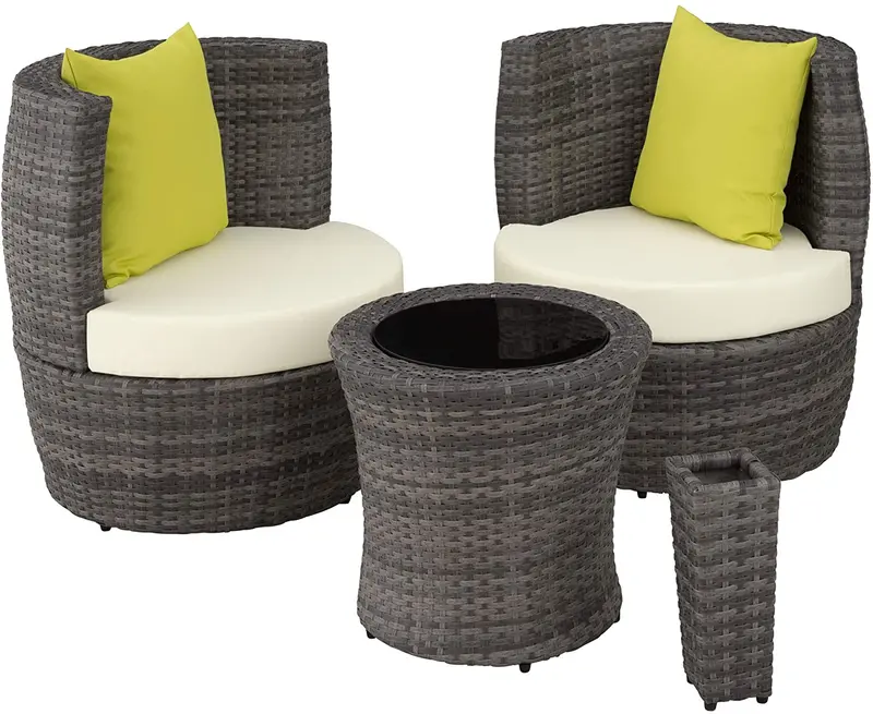 2-Person Aluminum Poly-Rattan Dining Set – 8-Piece Outdoor Seating Collection 1