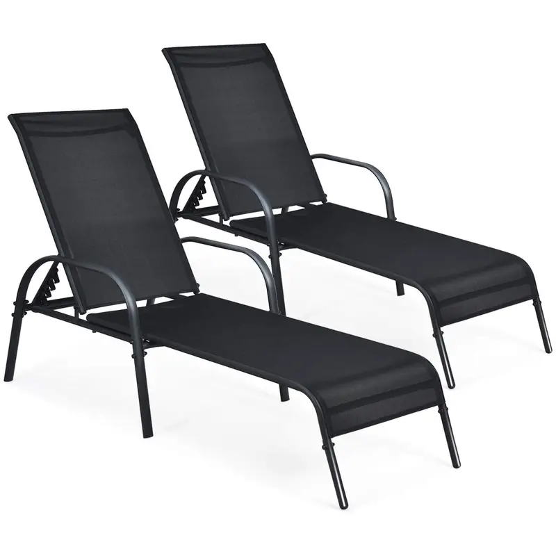 2-Piece Outdoor Chaise Lounge Set – Aluminum Frame, Uv-Resistant Fabric, Adjustable Recline 1