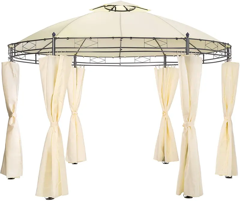 3.5-Meter Round Waterproof Gazebo With Uv-Resistant, Water-Repellent Canopy 1