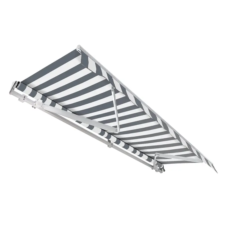 3.5X3M Dual-Tone Articulated Arm Awning, Anthracite/White, Uv-Blocking Design 1