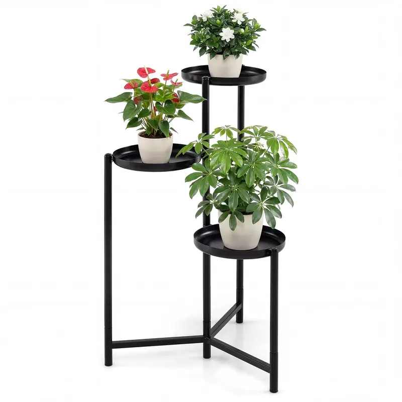 3-Tier Corner Plant Stand – Slim Metal Tower For Indoor Or Outdoor Greenery Display 1