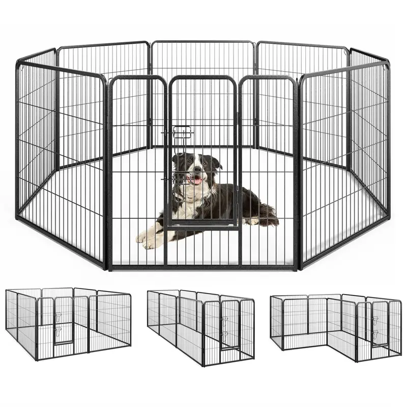 32" Heavy-Duty Outdoor Dog Playpen With Door For Medium-Sized Dogs 1