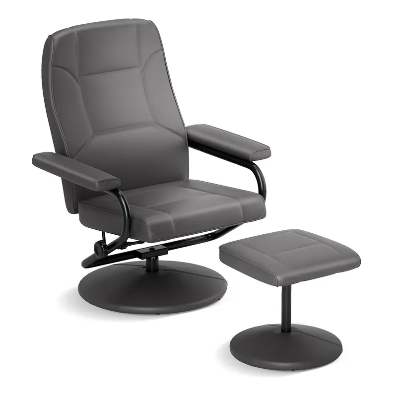 360° Swivel Leather Recliner Chair With Matching Ottoman And Reinforced Steel Base 3