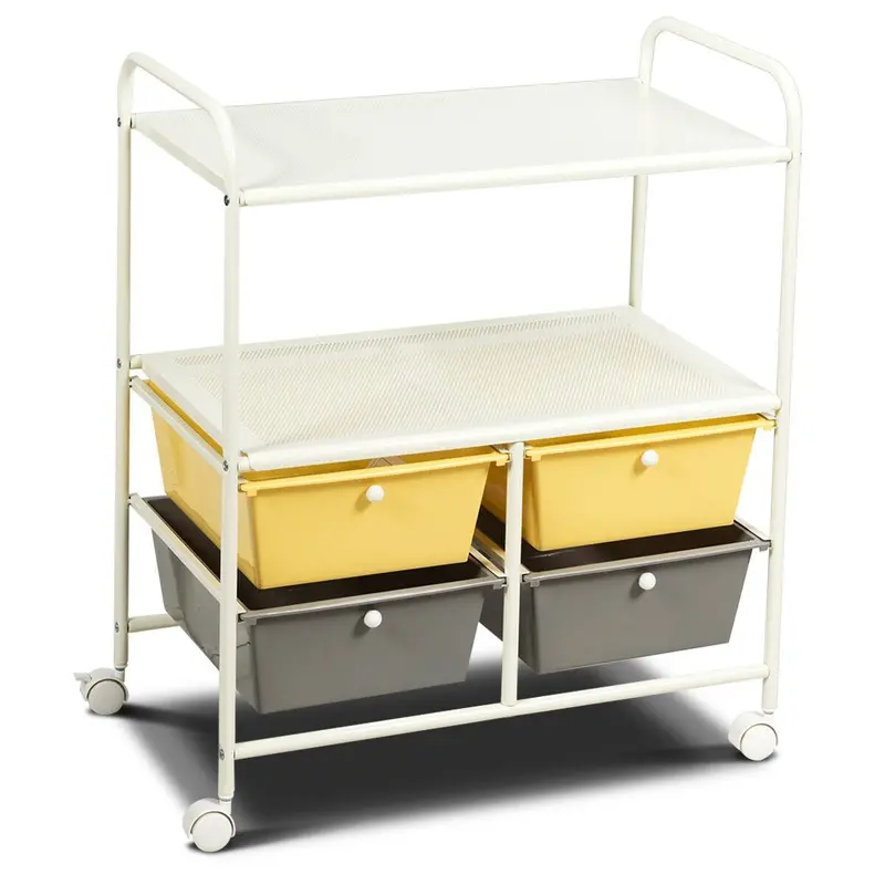 4-Drawer Rolling Storage Cart: Metal Utility Rack With Open Shelving 1