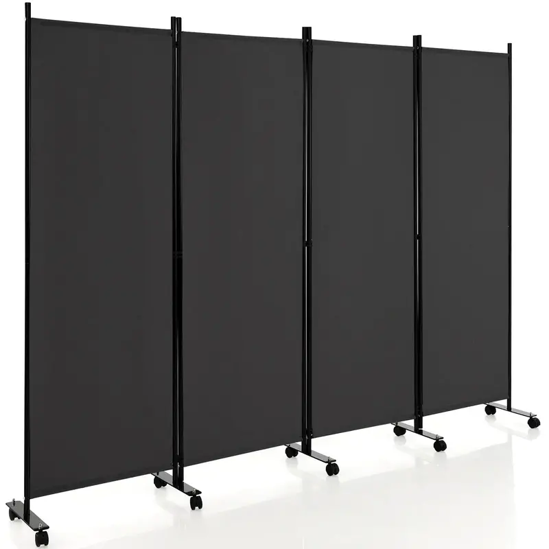 4-Panel Folding Room Divider With Locking Casters – Mobile Privacy Screen By Giantex 1