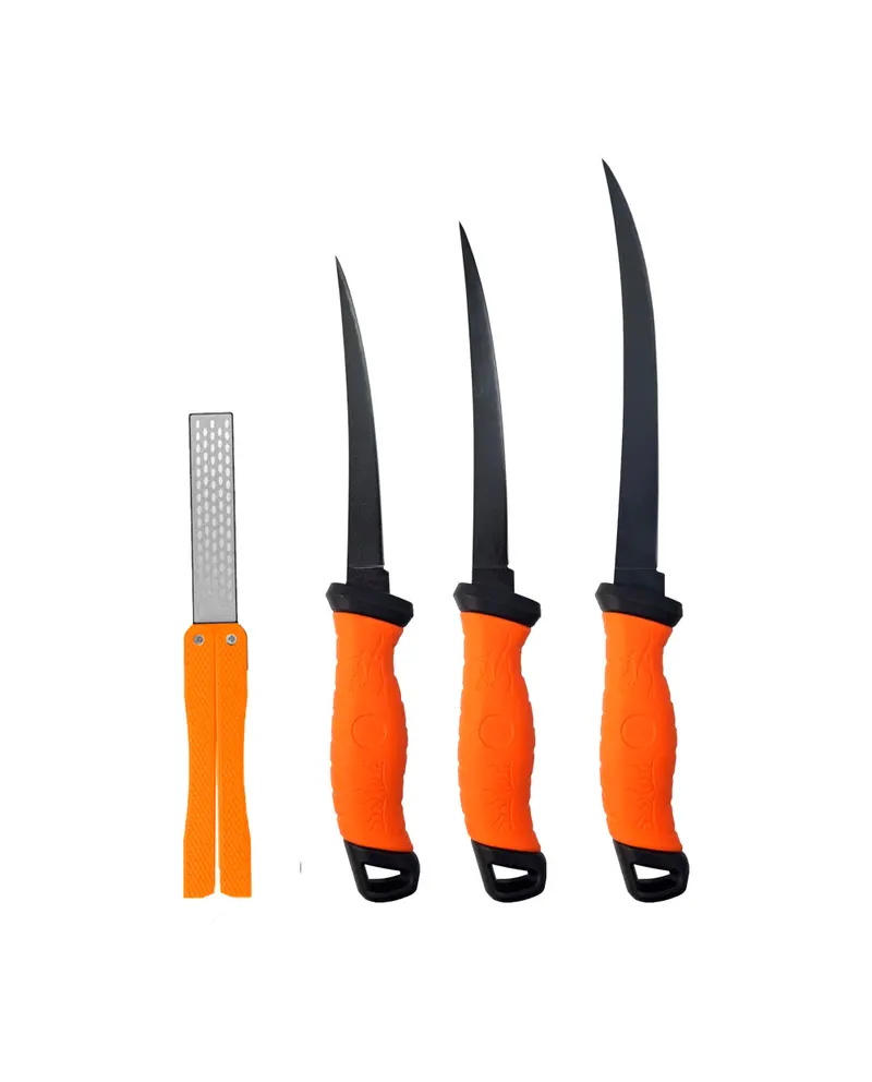 4-Piece Fillet Knife Set With Diamond Honing Sharpener Kit 1