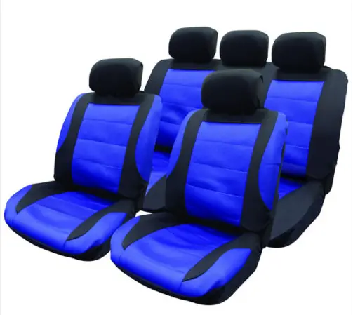 4-Piece Mesh Car Seat Covers In Black/Blue + Steering Wheel Cover 1