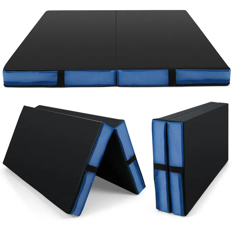 4' X 4' Folding Gymnastics Mat With Carry Handles – Dual-Surface Practice Pad 1
