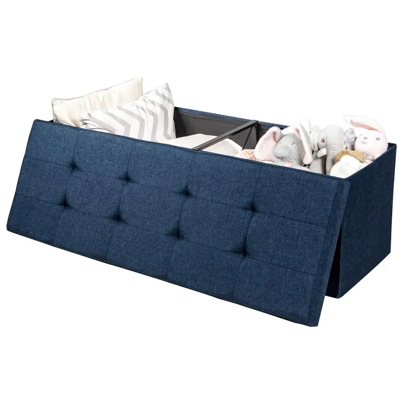 43.5-Inch Folding Storage Ottoman Bench With Internal Divider 2