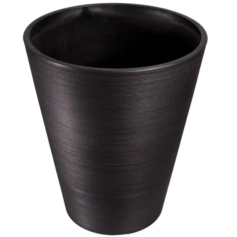47Cm Textured Black Round Decorative Planter 1
