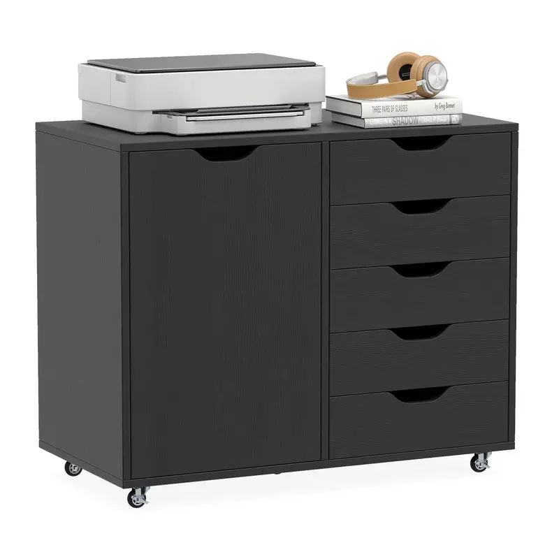 5-Drawer File Cabinet With Concealed Door (31"W X 16"D X 25.5"H) – Giantex 1
