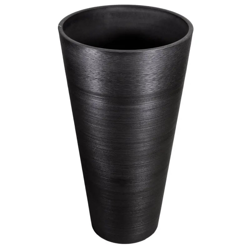 71Cm Large Textured Black Round Planter 1