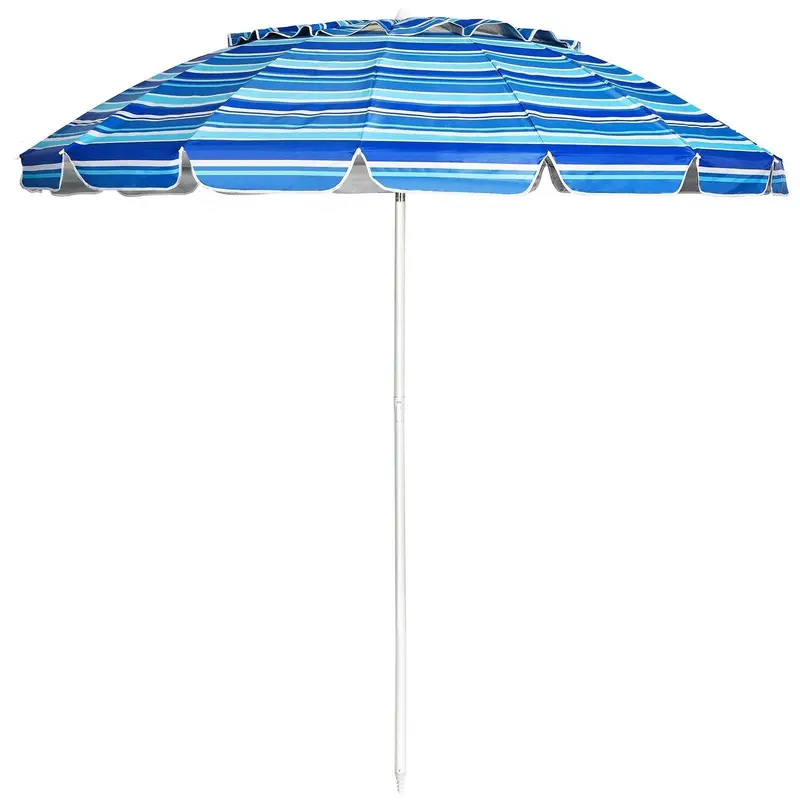 8-Foot Beach Umbrella – Lightweight Sunshade With Sand Anchor And Tilt Function (16 Fiberglass Ribs) 1