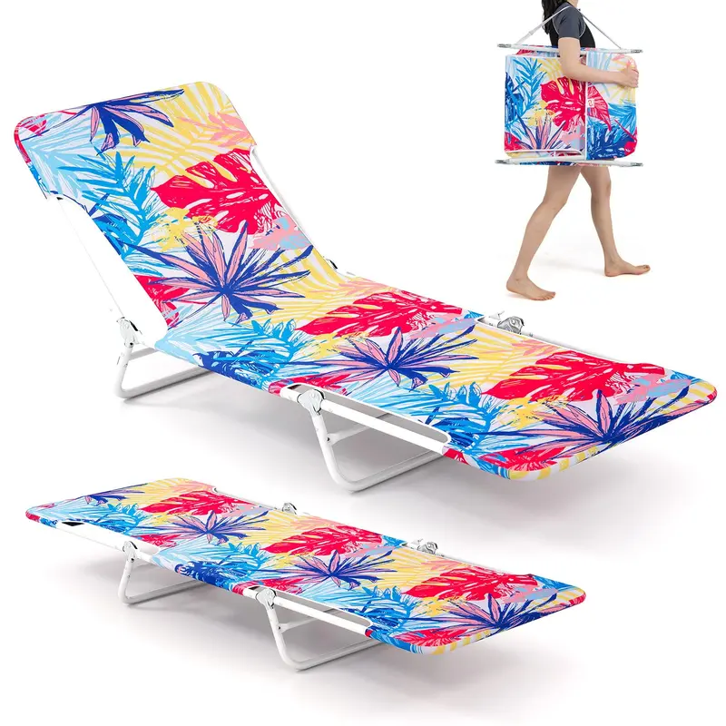 Adjustable Outdoor Lounge Chair – 5-Position Recline With Carry Strap & Steel Frame 1