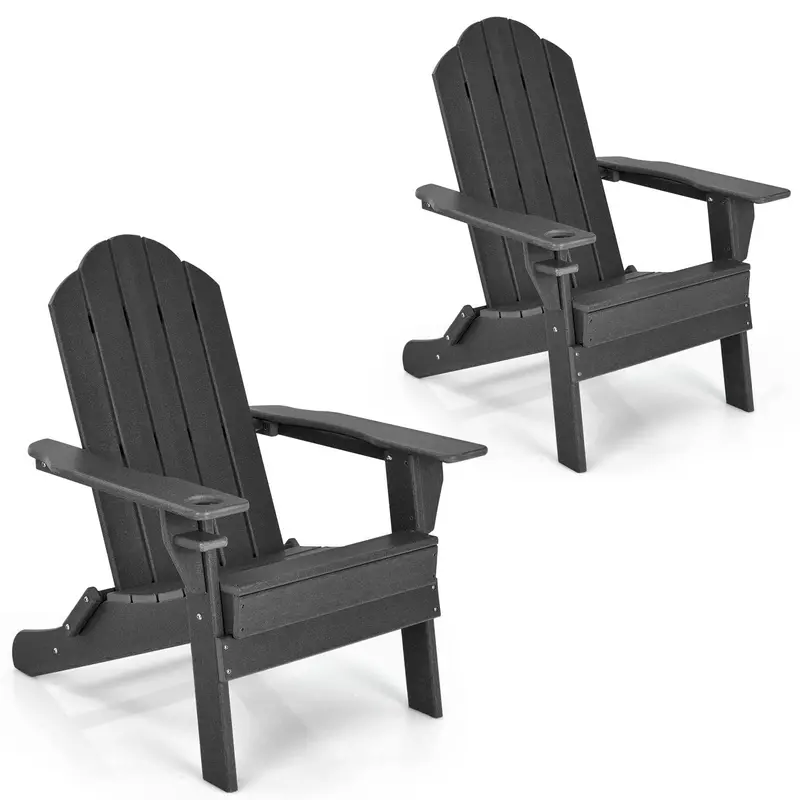 All-Weather Folding Adirondack Chair – Compact Patio Seating With Integrated Beverage Holder 2