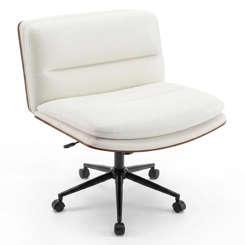 Armless Swivel Office Chair With Smooth-Rolling Casters For Compact Spaces 1