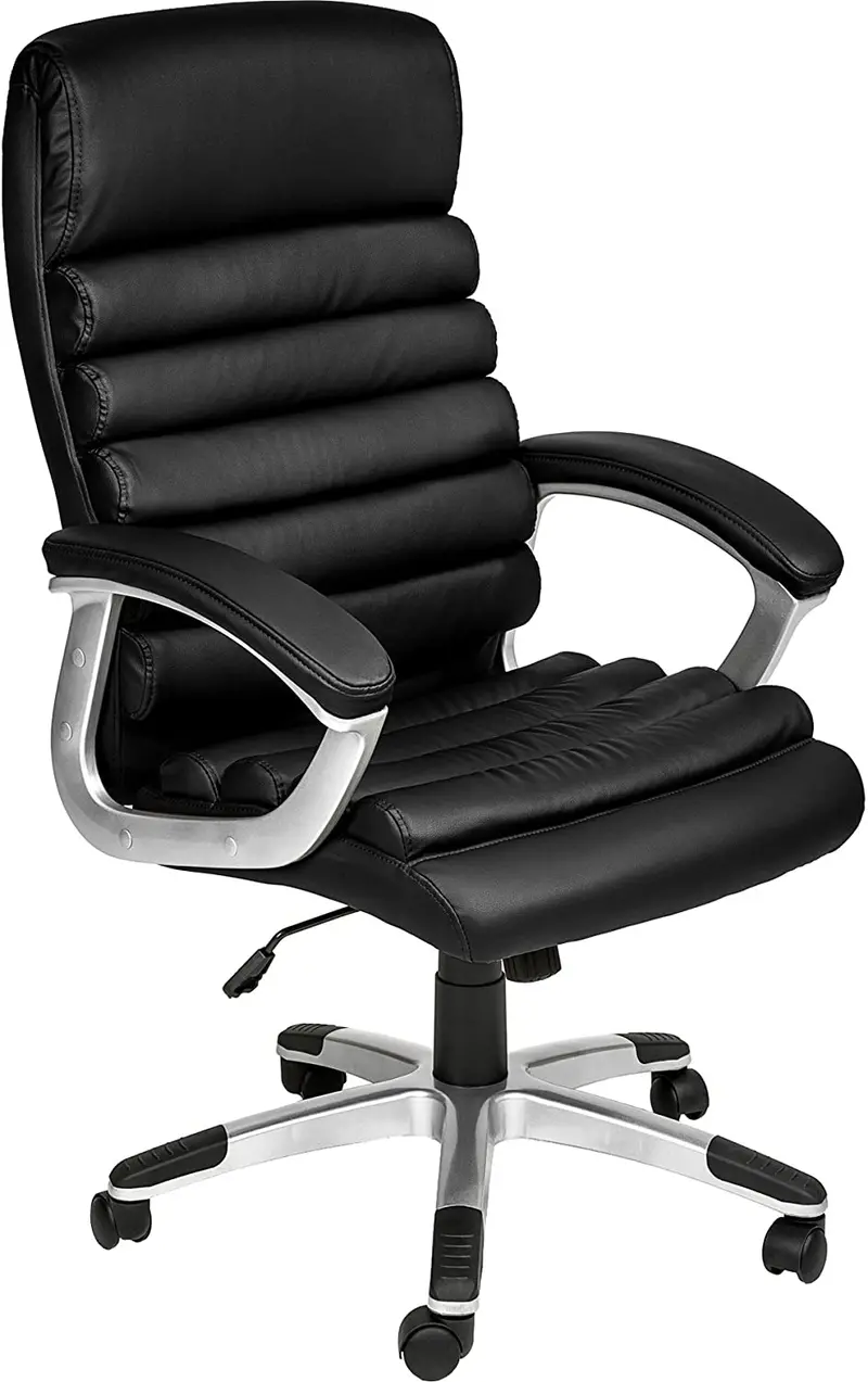 Black Executive Swivel Chair With Padded Armrests And High-Density Foam Seat 1