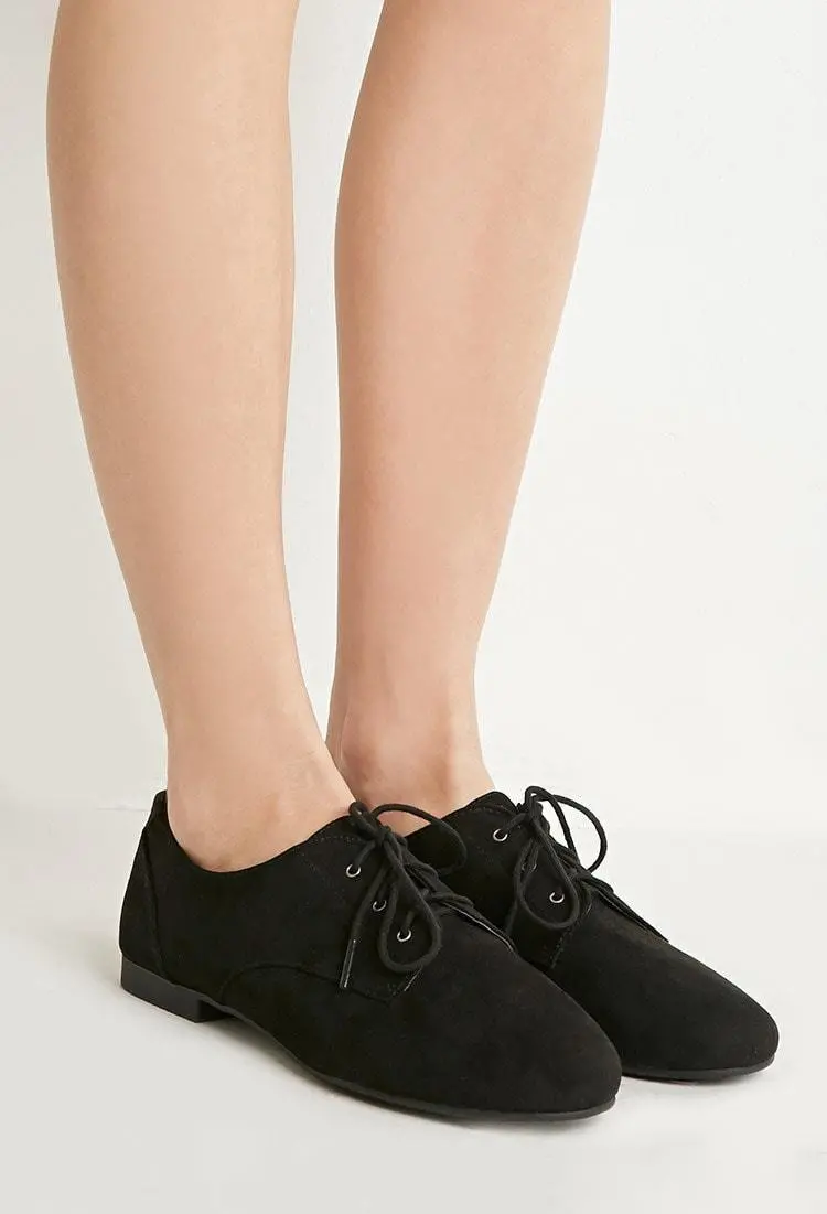 Black Faux Suede Oxford Shoes 1