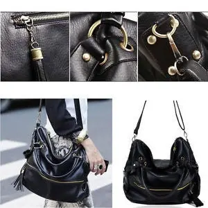 Black Pu Leather Shoulder Bag – Minimalist Design 1