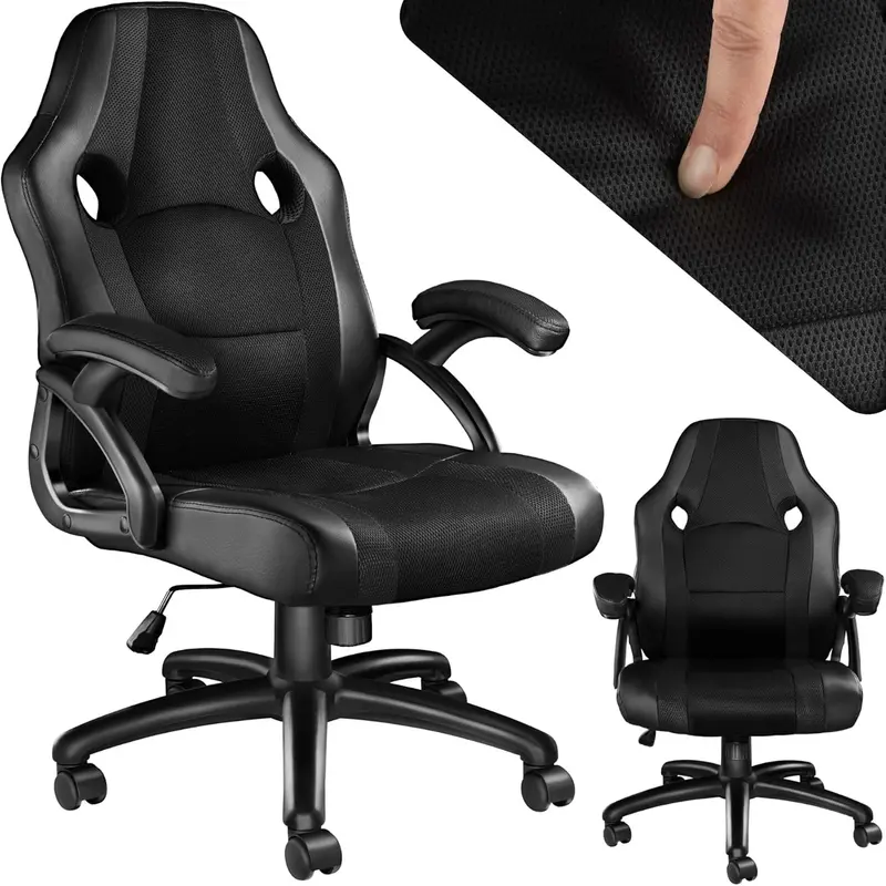 Black Racing Gaming Chair – Executive Swivel Design With Rocking Base And Lumbar Support 1