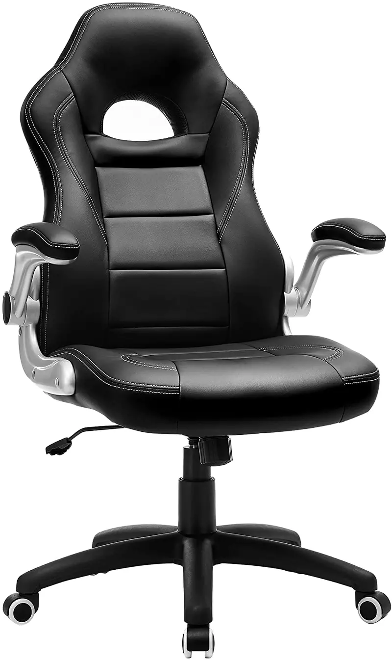 Black Racing-Style Gaming Chair — Adjustable Swivel Computer And Office Seat 1