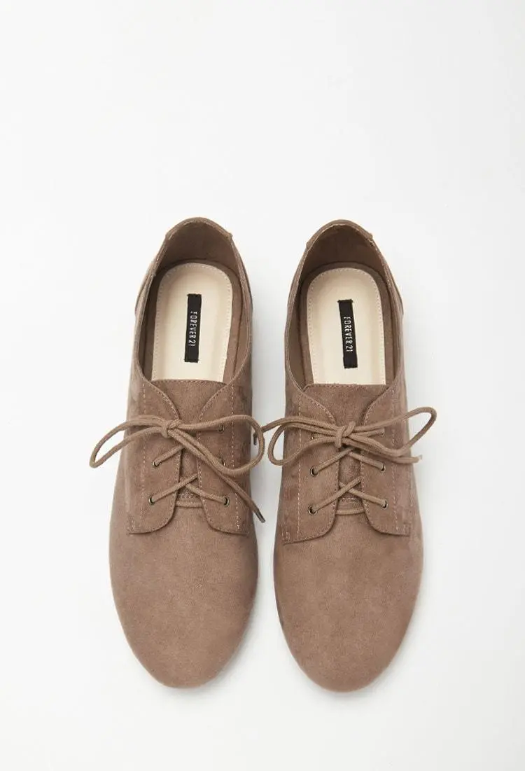 Brown Faux Suede Oxford Loafers 1