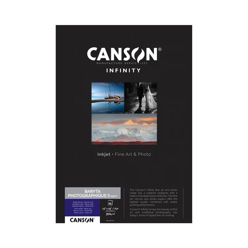 Canson Infinity Baryta Photographique Ii Matte Inkjet Paper – 310 Gsm, 13×19", 25 Sheets 1