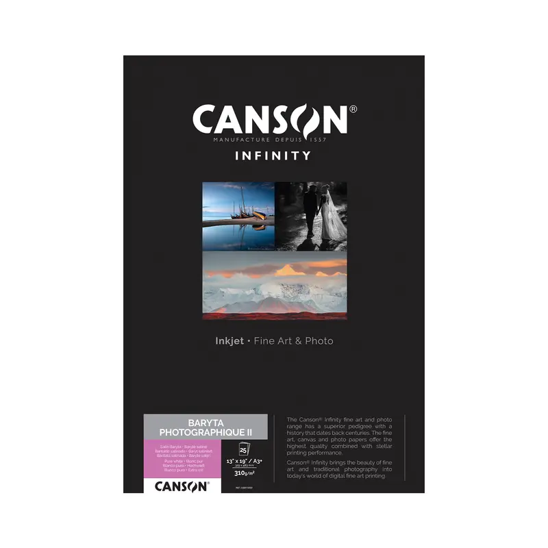 Canson Infinity Baryta Photographique Ii Satin Inkjet Paper – 13×19", 310 Gsm, 25 Sheets 1