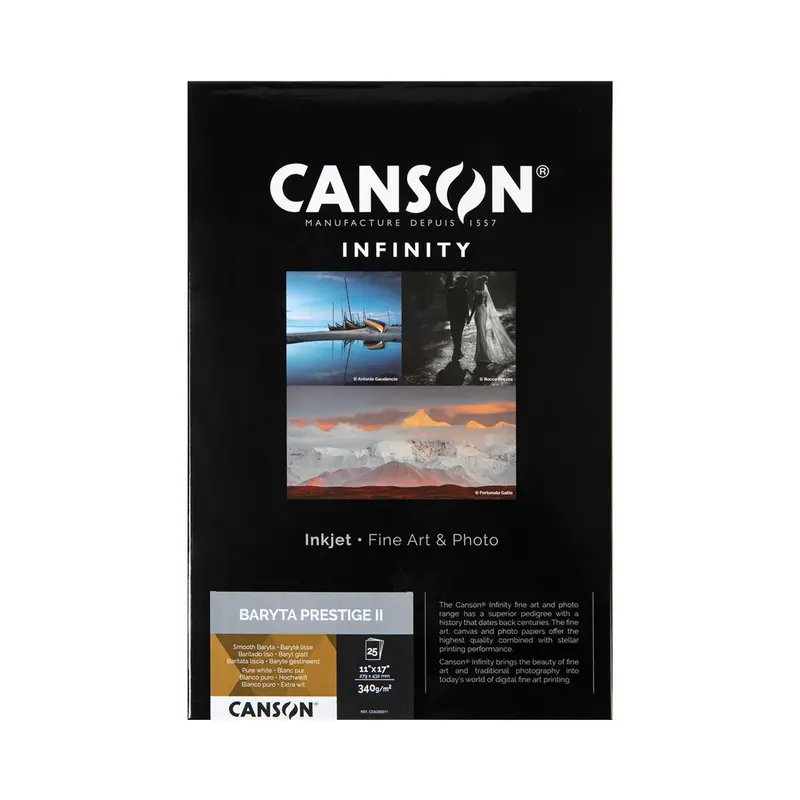 Canson Infinity Baryta Prestige Ii Glossy Photo Paper — 340 Gsm, 11×17", Pack Of 25 1
