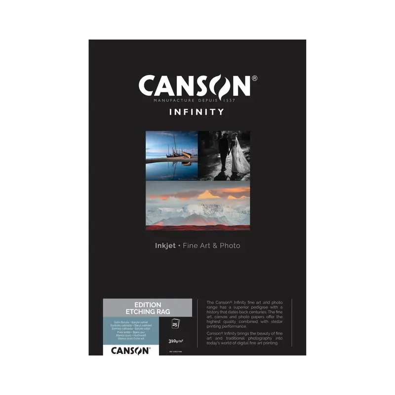 Canson Infinity Edition Etching Rag Matte Inkjet Paper – 310Gsm, 8.5" × 11", 25-Sheet Pack 1