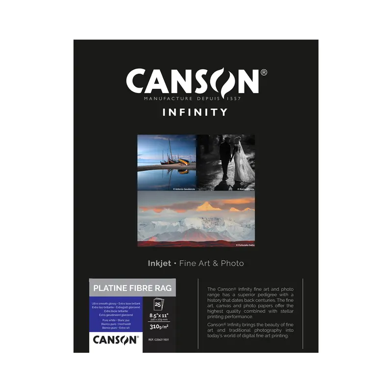 Canson Infinity Platine Fibre Rag Satin Inkjet Paper – 310 Gsm, 8.5 × 11 In, Pack Of 25 Sheets 1