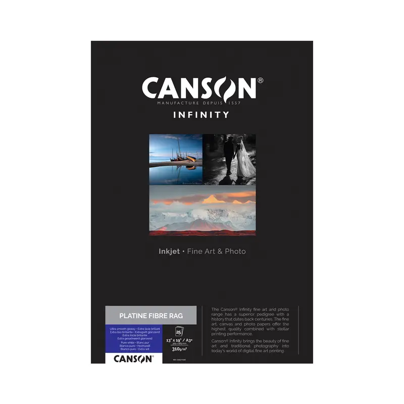 Canson Infinity Platine Fibre Rag Satin Paper – 13" X 19", 310 Gsm, 25-Sheet Pack 1