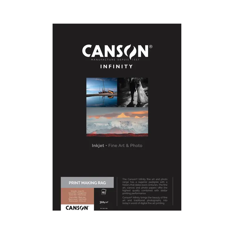 Canson Infinity Printmaking Rag Matte Inkjet Paper – 310 Gsm, 17" × 22", Pack Of 25 1