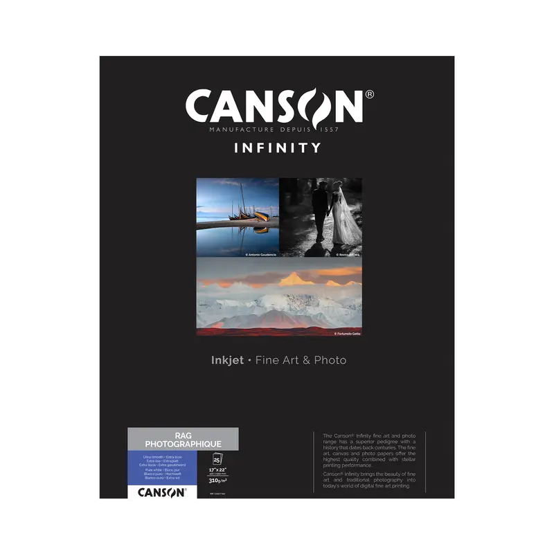Canson Infinity Rag Photographique Matte Fine Art Paper – 310 Gsm, 17 × 22 In, 25 Sheets 1