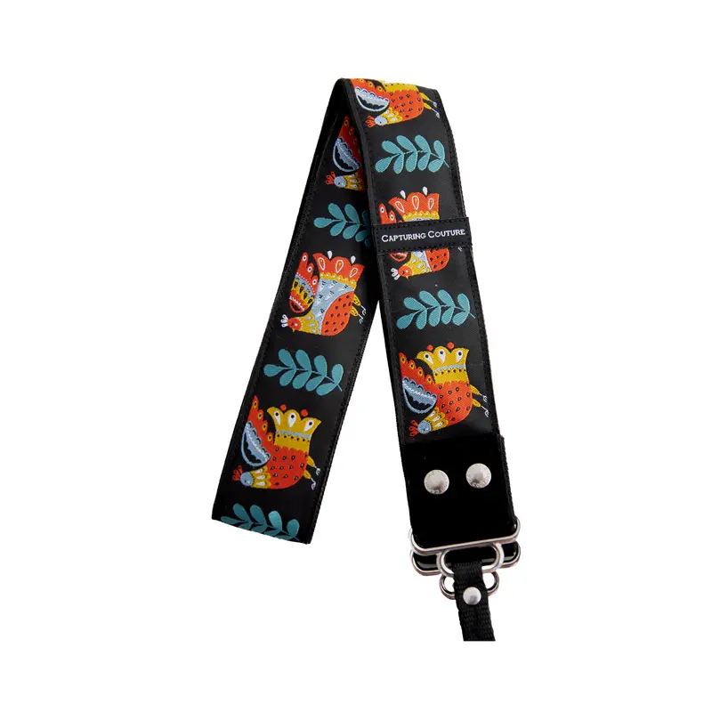 Capturing Couture 1.5-Inch Artisan Camera Strap – Folk Birds Design 1