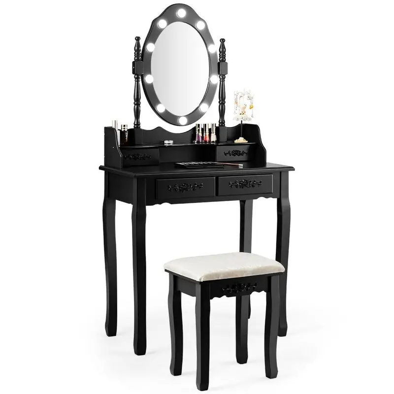 Charmaid 10-Led Illuminated Vanity Table With 4-Drawer Storage 1