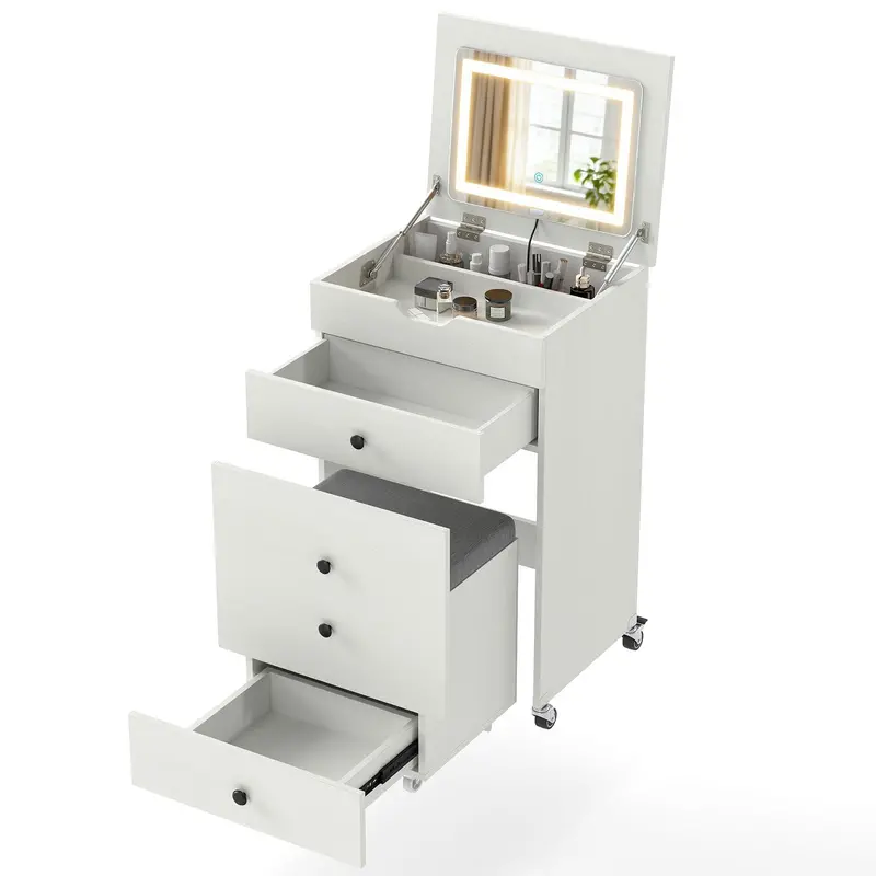 Charmaid 3-In-1 Vanity Desk With Adjustable Led Mirror 1