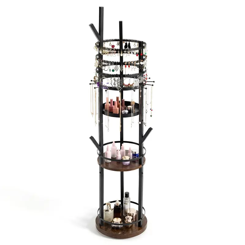 Charmaid 360° Rotating Jewelry Organizer – Floor-Standing 58.5" Jewelry Tree With 3-Tier Earring Holders 1
