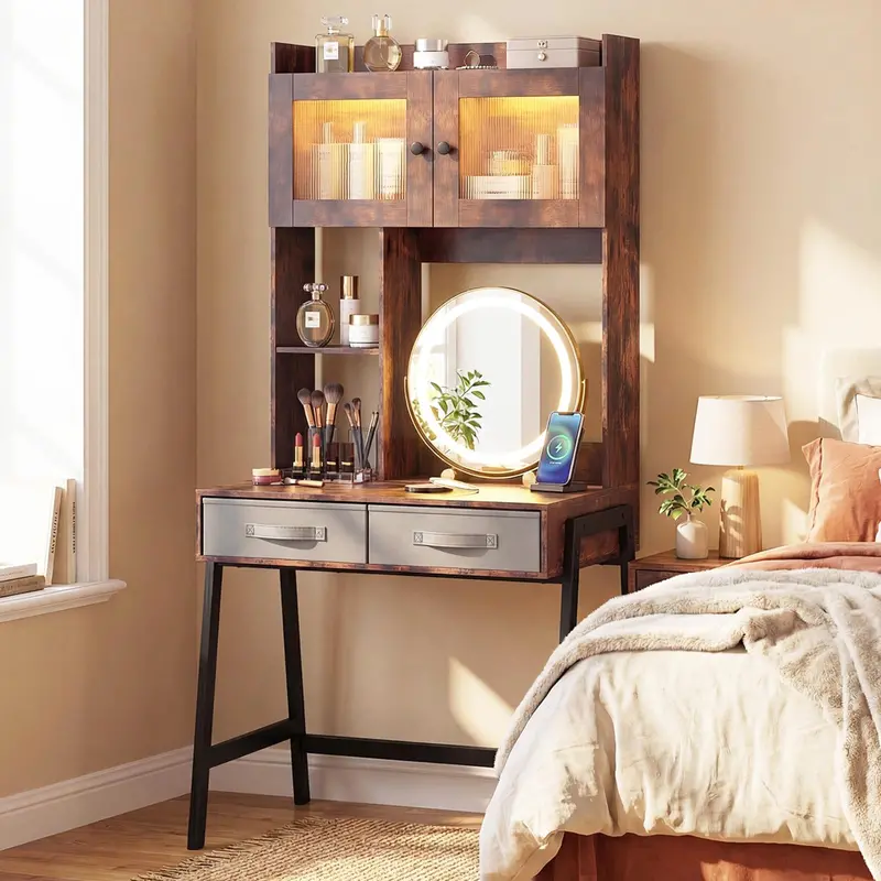 Charmaid 67-Inch Led Vanity Desk – Tall Makeup Station With Illuminated Mirror 1
