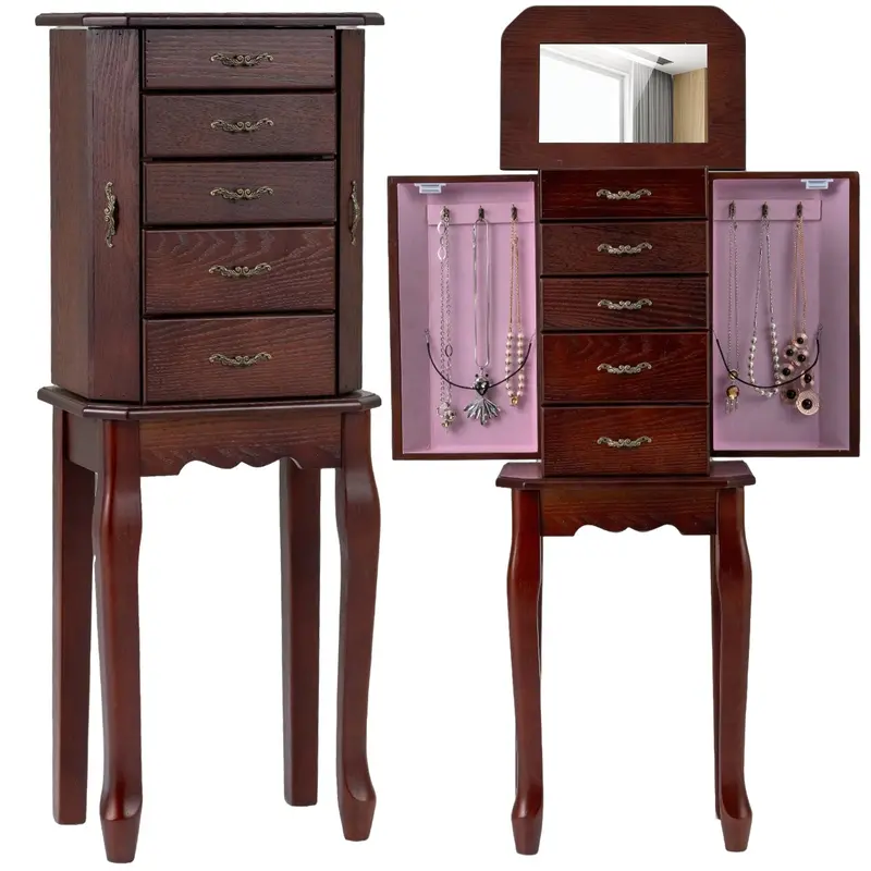 Charmaid Standing Jewelry Organizer – 4-Drawer Cabinet With Ring Tray And Concealed Side Compartments 1