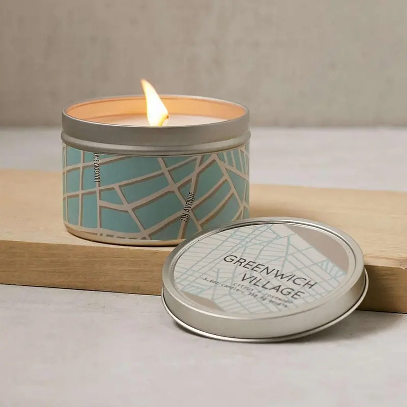 Cityscapes Illustrated Tin Container Candle 1