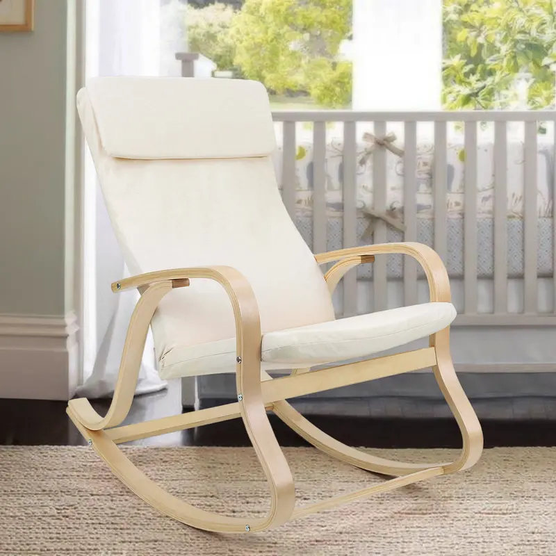 Classic Wooden Rocking Armchair – Lounge Chair For Living Room Or Porch 1