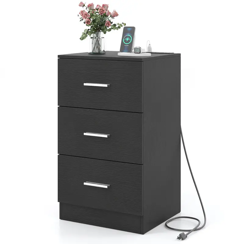 Compact Charging Nightstand – 26-Inch Tall End Table With Built-In Power Hub 1