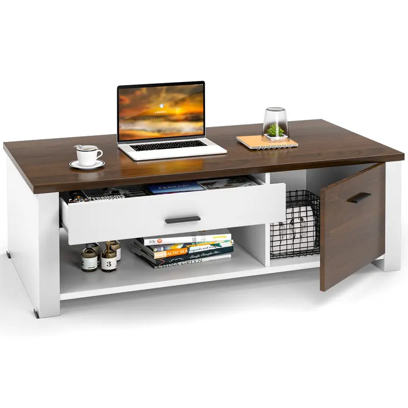 Contemporary Living Room Coffee Table With Dual Drawers And Hidden Compartments (47.2" L) 1