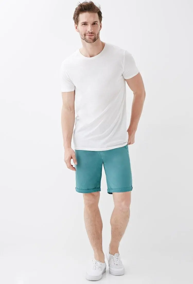 Cyan Cuffed Chino Shorts – Relaxed Fit 1