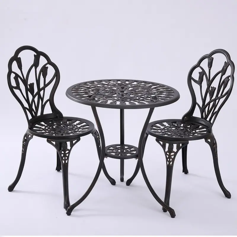Dominique 2-Seater Cast Aluminium Bistro Set – Lightweight & Weather-Resistant 1