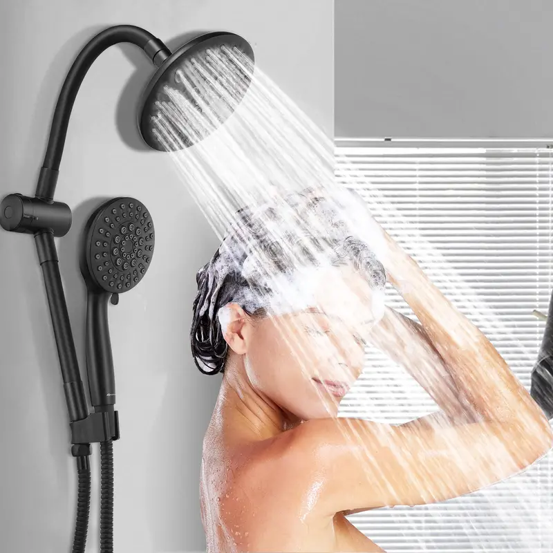 Dual-Function Shower System – Wall-Mounted Rainfall Head With Flexible Handheld Spray 1