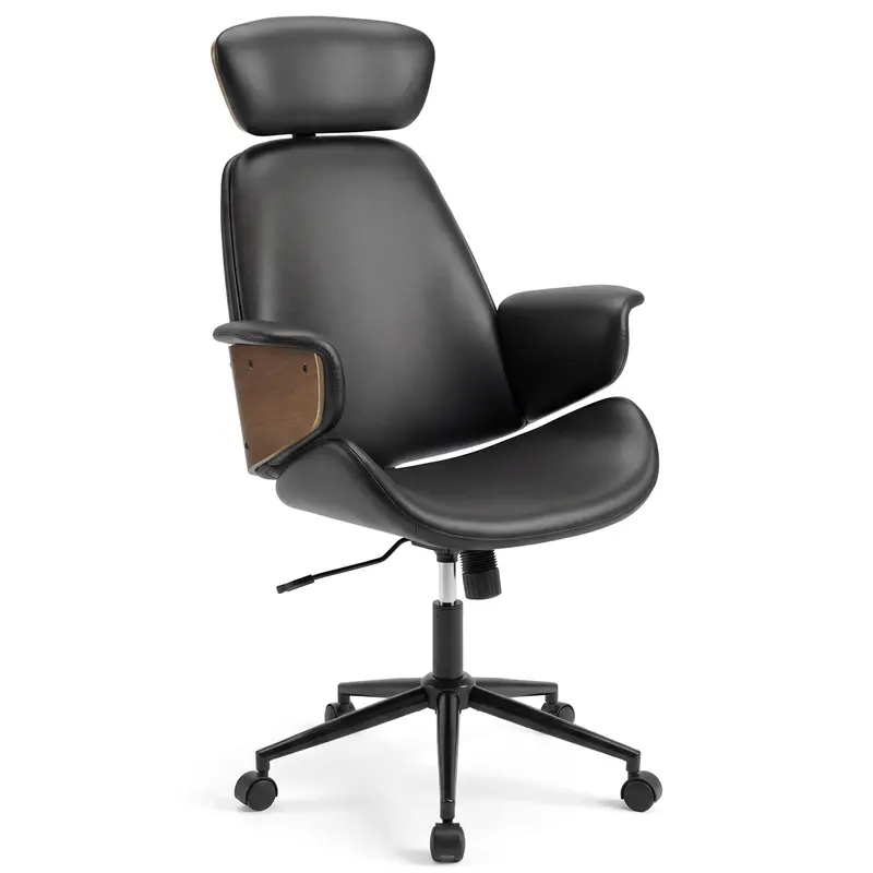 Ergonomic Executive Office Chair With High Back Support, Headrest, And Faux Leather Finish 1